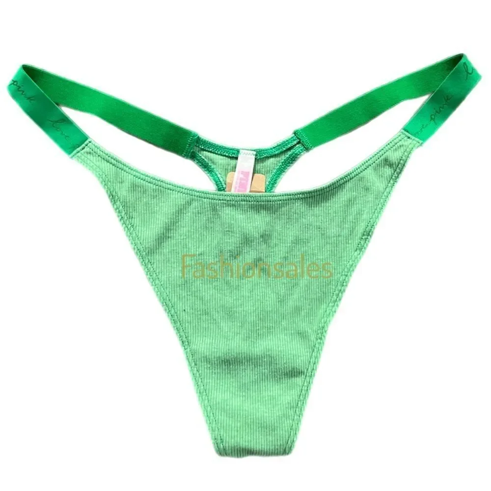 VIctoria’s Secret Pink Stretch cotton Ribbed Thong Panty Green Xlarge